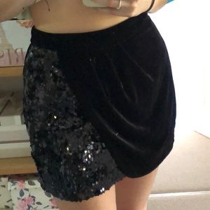 Velvet and sequin wrap skirt